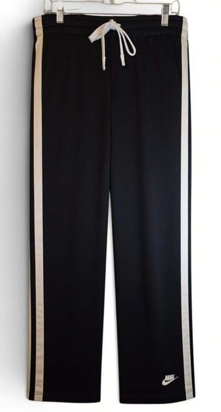 Vintage Nike Mesh Track Pants Black With White Stripe Size L